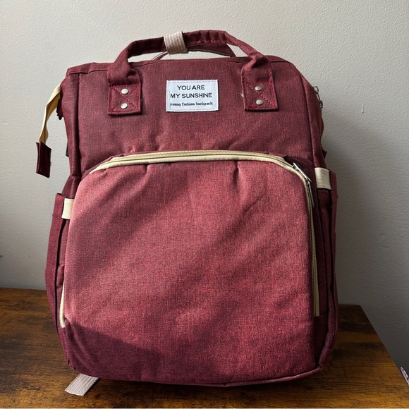 Elegant Burgundy Baby Bag with Changing Station - Picture 3 of 4